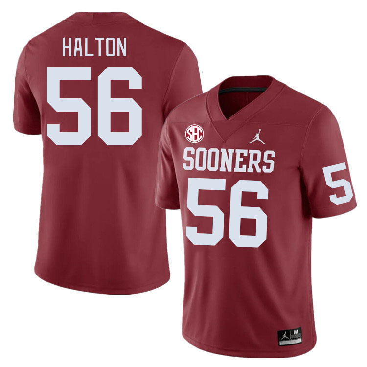 #56 Gracen Halton Oklahoma Sooners 2024 SEC Conference College Football Jerseys-Crimson